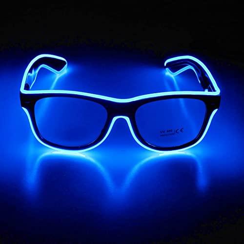 EL-Wire Aviator Shades with Sound Sensor and Clear Lens (Blue Color, 1 Per Pack) - Glow-Paradise