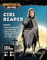 Grim Reaper Girl Costume Glow in the dark for Halloween (Small (5-7 yr)) - Glow-Paradise