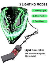 Venobat Halloween Mask LED Light Up Mask for Adults Kids - 4 Pack Cool Neon Glow Mask with Dark and Evil Glowing Eyes 3 Lighting Modes El Wire for Halloween Costume Festival Cosplay (Red+Blue+Purple+Green) - Glow-Paradise