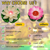 9 Pack Floating Pool Lights Lotus Flower Lantern Artificial Foam LED Lifelike Pool Lights Battery Operated Pool Lantern Pond Decoration Candles Pad (White, Colorful Light, 3.94 Inch, 5.91 Inch) - Glow-Paradise