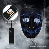 ILEBYGO Halloween Light Up Mask LED Purge Mask Scary Mask with EL Wire 3 Flashing-Modes for Halloween Festival, Party, Cos Play (Blue) - Glow-Paradise