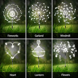 6 Pack Outdoor Solar Garden Lights, Solar Firework Lights,120 LED Waterproof Solar Lamps Decorative, Fireworks Lamp, 8 Modes Landscape Lights with Remote for Pathway Backyard Walkway Patio(Cool White) - Glow-Paradise