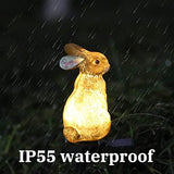 Garden Solar Light Outdoor Decor, Resin Rabbit Solar LED Light for Outdoor, Animal Waterproof Light for Flower Fence Lawn Passage Walkway Courtyard Party Decoration, Rabbit - Glow-Paradise