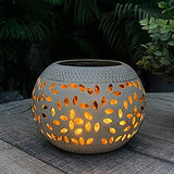 Solar Table Lantern Outdoor Waterproof- Dancing Flickering Flame Solar Powered LED Light，White Metal Desktop Decorative Lamp Auto On/Off Lighting Dusk to Dawn for Indoor Desk Patio Garden Pathway Yard - Glow-Paradise