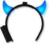 LED Light Up Devil Horns (Blue Color, 1 Quantity Per Pack) - Glow-Paradise