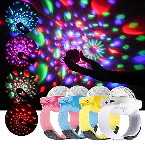 Disco Light, Star Projector Light, Party Ball Lights, Disco Watch for Kids, Mini LED Night Light with Color Changing, Pack of 4 (Pink, Blue, Yello, White) - Glow-Paradise