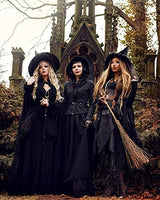 HOMELEX Black Adult Witch Hat Cape Full Length Witches Hat Robe Halloween Cloak - Glow-Paradise