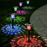 Solar Outdoor Lights, Auto Changing Solar Pathway Colorful Bright Glass Garden Lights,Waterproof Solar Powered Landscape Lights for Lawn Patio Courtyard Walkway Yard - Glow-Paradise
