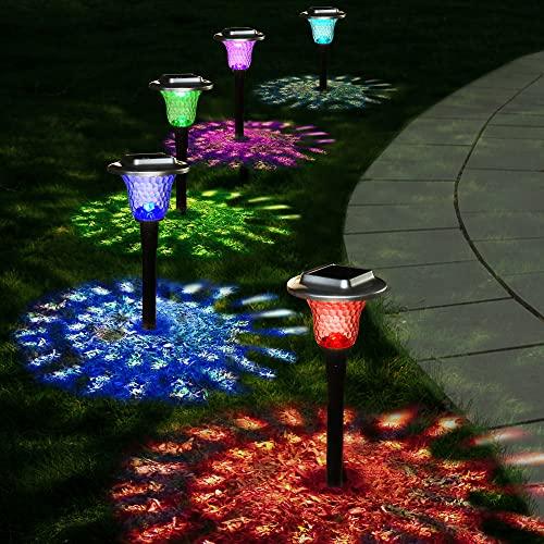 Solar Outdoor Lights, Auto Changing Solar Pathway Colorful Bright Glass Garden Lights,Waterproof Solar Powered Landscape Lights for Lawn Patio Courtyard Walkway Yard - Glow-Paradise