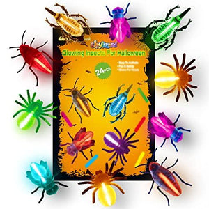 ShyLizard Glow Critters for Halloween Party Favor, Glow in The Dark Party Favors, Trick or Treat Toys for Kids, School Classroom Game Rewards with 24PCS Glow Critters and 48PCS Mini Glow Sticks - Glow-Paradise