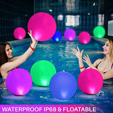 HAPIKAY Solar Floating Pool Lights - 14 Inch Inflatable and Waterproof LED Color Changing Light Orbs- Floats or Hang in Pool, Garden, Backyard, Patio, Party (1, English) - Glow-Paradise