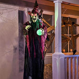 JOYIN 70.8" Halloween Hanging Witch Decoration, Animated Creepy Witch with LED Eyes and Sound for Halloween Outdoor,Lawn, Yard, Patio Decoration, Halloween Haunted House Party Decorations - Glow-Paradise