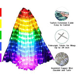 Kids Belly Dance Wings LED Butterfly Wings Luminous Light Up Girls Costumes with Telescopic Stick for Stage Show Halloween Christmas Party - Glow-Paradise