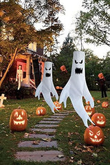 Leuceiy Halloween Decorations Ghost Windsocks Hanging Decor for Home Indoor Outdoor Yard Flag Wind Socks Party Supplies (2piece 47 Inch) - Glow-Paradise