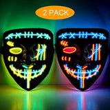 2PACK Halloween Purge Masks Halloween Scary Mask Led Light Up Masks for Festival Cosplay. - Glow-Paradise