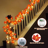 3 Pack Fall Decor Fall Garland Fall Decoration for Home, Enlarged Maple Leaves Halloween Lights, 30 Ft 60 LED Waterproof Battery Operated Lights Fall Thanksgiving Halloween Decorations Indoor Outdoor - Glow-Paradise