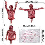Halloween Bloody Half Body, 37" Latex Skinned Half Body Hanging Corpse Torso in a Bag for Haunted House Halloween Party Indoor Outdoor Decoration - Glow-Paradise