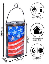 Hanging Solar Lantern Outdoor Decorative Waterproof LED Solar American Flag Lights Tabletop Lamp for Outdoor Patio Garden - Glow-Paradise