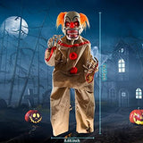 Scary Clown Halloween Decoration Sound Activated Animatronic Creepy Sound, Light Up LED Eyes, Moving Arms & Head, for Scary Halloween Holiday Decor Prop Indoor/Outdoor, Yard Lawn Decorations - Glow-Paradise