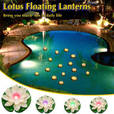 9 Pack Floating Pool Lights Lotus Flower Lantern Artificial Foam LED Lifelike Pool Lights Battery Operated Pool Lantern Pond Decoration Candles Pad (White, Colorful Light, 3.94 Inch, 5.91 Inch) - Glow-Paradise