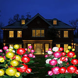 Outdoor Solar Lights Garden Stake Lights 7 Rose Flowers Path Solar Garden Lights Decorative Lights for Patio Yard Pathway Landscape Lighting (Red) - Glow-Paradise