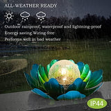 WNP Solar Flower Light Outdoor Decorations,Solar Outdoor Lights Decorative,Waterproof Glass Crackle Solar Powered Ball Decor Light with Metal Petal for Tabletop,Ground,Walkway Yard - Glow-Paradise