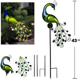 Solar Garden Lights Metal Peacock Garden Decor Waterproof Peacock Solar Stake Lights for Outdoor Patio Yard Decorations - Glow-Paradise
