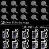 LED Light Up Bobo Baloons 10 Packs Warm White, 20 Inches Clear Helium Transparent Balloons 15 pcs, Glow in The Dark Ballons for Christmas Wedding Birthday Valentines Day Halloween Party Decoration - Glow-Paradise