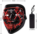 Depointer Halloween Scary Mask Cosplay Led Costume Mask EL Wire Light up Halloween Festival Party,Orange/Blue - Glow-Paradise
