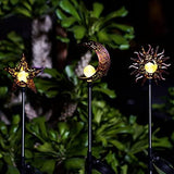 Tryme Solar Lights Outdoor Garden Decorations Sun Moon Star Stake Light Decorative Waterproof Warm White LED Yard Decor for Pathway Lawn Patio Courtyard Backyard - Glow-Paradise