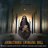 ELAMAS 4.5ft Animatronic Hanging Swinging Doll Halloween Decorations Sound Activated with Creepy Sound, Light Up Eyes, Scary Motion, Haunted House Holiday Decor Prop for Indoor Outdoor Decoration - Glow-Paradise