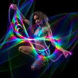 GloFX Cosmic Cable [PROGRAMMABLE LED Fiber Optic Light Cable] 6 Ft 360° Swivel 8 mm Diameter - Bright Light Up Rave Toy | EDM Flow Toy Light Painting - Glow-Paradise