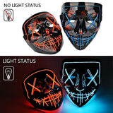 Halloween Mask LED Light up Mask (2 Pack) Scary mask for Festival Cosplay Halloween Costume Masquerade Parties,Carnival (Red+Blue) - Glow-Paradise