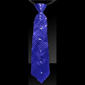 LED Light Up Sequin Necktie (Blue Color, 1 Per Pack) - Glow-Paradise