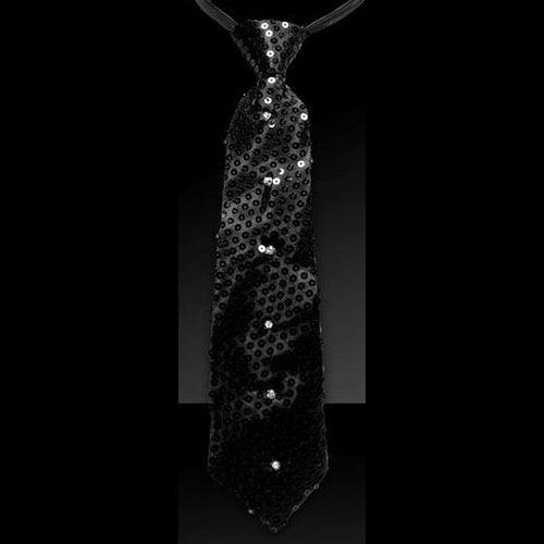 LED Light Up Sequin Necktie (Black Color, 1 Per Pack) - Glow-Paradise