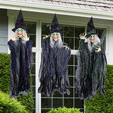 35.3" Halloween Hanging Wicked Witch Decoration (3 Packs), Halloween Hanging Witch Prop Decor for Lawn, Outdoor and Indoor Decorations - Glow-Paradise