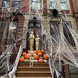1400 sqft Halloween Spider Webs Decorations with 150 Extra Fake Spiders, Super Stretchy Cobwebs for Halloween decor Indoor and Outdoor - Glow-Paradise