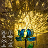 Huaxu Solar Outdoor Lights 35.4In Garden Decor Flower Wind Spinners,Waterproof LED Crackle Glass Globe Fairy Art Metal Stake for Lawn Patio Pathway Yard Porch Driveway Summer Decorations Gift(Blue) - Glow-Paradise
