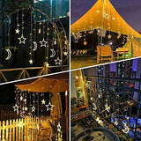 Techip Solar String Lights Outdoor 138LED Solar Powered Curtain Lights Window Lights Solar Star Moon Lights Twinkle LED Fairy Lights for Backyard Garden Patio Home Christmas Holiday Ramadan Decoration - Glow-Paradise