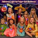 AMENON 15 Pack Halloween LED Spin Necklaces Toys Party Favors for Kids Fidget Toys 15 Styles Spider Ghost Halloween Light up Toys Treat Bag Filler Glow in The Dark Party Supplies - Glow-Paradise