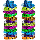 Neon Party Hats - 24 Pack - Plastic Gangster Hats - 80s Party Hats - Animal Print Party Hats by Funny Party Hats - Glow-Paradise