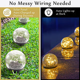 Garden Solar Lights Outdoor Globe Light Cracked Glass Ball Yard Decor Waterproof Warm White Led Solar Light Decorative Solar Ball Garden Decor for Backyard Lawn Ornament (6, 3.9 Inch) - Glow-Paradise