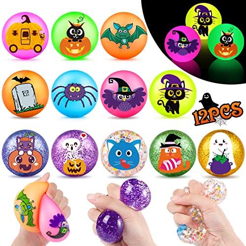 EZIGO 12Pcs Halloween Party Favors for Kids Halloween Stress Balls Squishy Toys Stress Relief Sensory Balls Halloween Goodie Bag Fillers Halloween Treats Non Candy Novelty Halloween Toys Prizes Gifts - Glow-Paradise