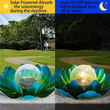 WNP Solar Flower Light Outdoor Decorations,Solar Outdoor Lights Decorative,Waterproof Glass Crackle Solar Powered Ball Decor Light with Metal Petal for Tabletop,Ground,Walkway Yard - Glow-Paradise