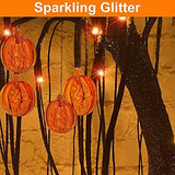 TURNMEON 18" LED Halloween Willow Tree Decor 24 Orange Lights Timer Battery Powered Jack-O-Lantern Pumpkins Ornaments Black Spooky Tabletop Tree Halloween Scary Decorations Indoor Outdoor Home Party - Glow-Paradise