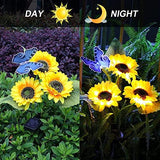 Ostritec 2 Pack Solar Sunflower Butterfly Lights, 6 Heads with 2 Butterflies, Outdoor Flower Garden Stake Lights, Waterproof LED Solar Garden Lights Decor for Grave Patio Yard Pathway Wedding Party - Glow-Paradise