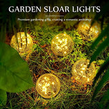 Garden Solar Lights Outdoor Globe Light Cracked Glass Ball Yard Decor Waterproof Warm White Led Solar Light Decorative Solar Ball Garden Decor for Backyard Lawn Ornament (8, 3.9 Inch) - Glow-Paradise
