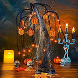 TURNMEON 18" LED Halloween Willow Tree Decor 24 Orange Lights Timer Battery Powered Jack-O-Lantern Pumpkins Ornaments Black Spooky Tabletop Tree Halloween Scary Decorations Indoor Outdoor Home Party - Glow-Paradise
