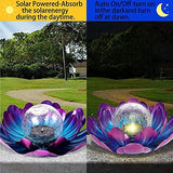 WNP Purple Solar Flower Light Outdoor Decorations,Solar Garden Lights Outdoor Decor,Waterproof Decorative Solar Powered Glass Ball Light with Metal Petal for Yard,Tabletop,Patio,Walkway - Glow-Paradise