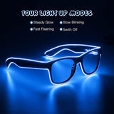 EL-Wire Aviator Shades with Sound Sensor and Clear Lens (Blue Color, 1 Per Pack) - Glow-Paradise